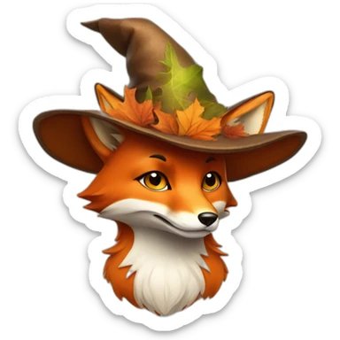 fox with autumn witch hat sticker