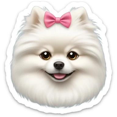 white pomeranian with a bow sticker