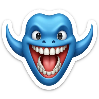 Un mostro blu con una bocca gdande e denti appuntiti sticker