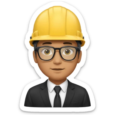 suit with yellow helmet man and glasses sticker