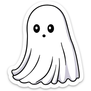 A cartoon face with crossed-out eyes and ghost leaving body sticker