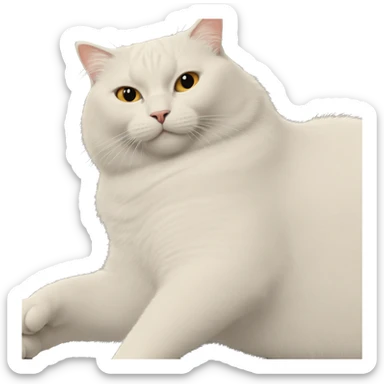 white cat on grey backdrop sticker