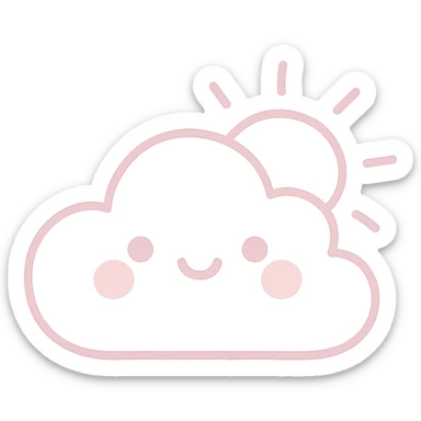 Create a soft and cute weather icon in Japanese hand-drawn style with pink color, matching the reference style, suitable for a mobile home screen. Transparent background. sticker
