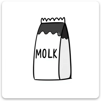 hand-drawn doodle of a milk carton sticker