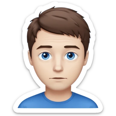 Create an emoji of a man with white skin and short brown but slightly messy hair sticker