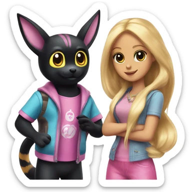 Umbreon and evee playing barbie sticker