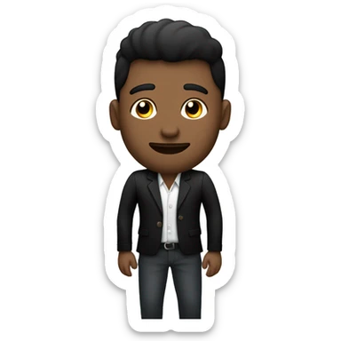 hombre  joven blanco cabello ondulado negro con la mano ordenando silencio  sticker