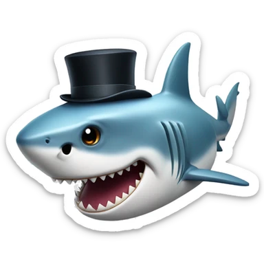Shark with a top hat sticker