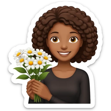 black woman holding white flowers in their hands sticker