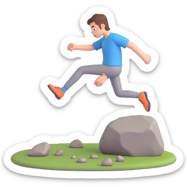 guy kicking a rock on the ground sticker
