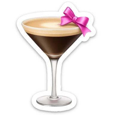 Espresso martini with a pink bow sticker