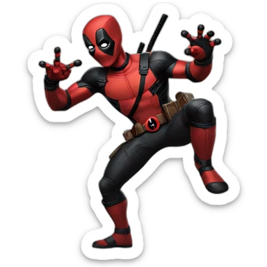 Dead pool standing pose with one hand up, marvel sticker