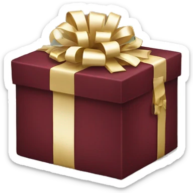 Burgundy box with gifts sticker