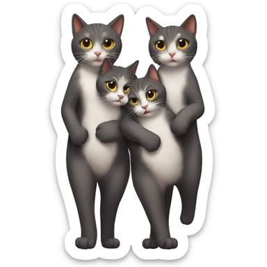 Four cats holding hands sticker