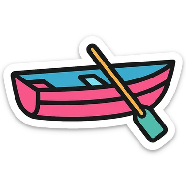 modern pink rowing boat sticker
