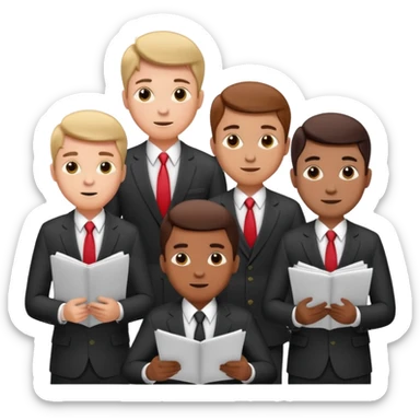 5 mens in business suits studying papers sticker