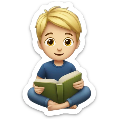 european boy reads a book sticker