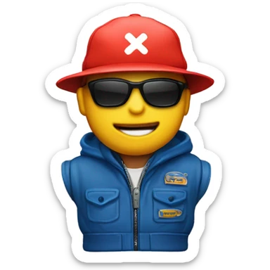 Um boneco segurando uma chave de fenda com um boné azul escrito MEGA DIESEL  sticker