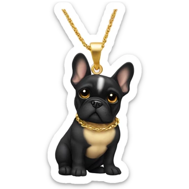 Black French bulldog gold chain sticker