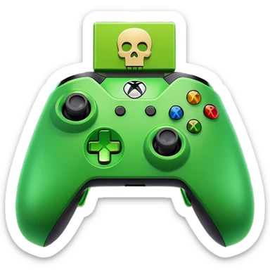 Clash of Clans aesthetic: Cinematic Playful Xbox One Console Portrait Emoji, rendered in a 3D vector-style similar to standard emojis with minimal shading and bold, simplified shapes. A compact, distinct form with signature details, softly glowing with a modern gaming energy charm. Simplified yet unmistakably iconic, highly detailed and consistent, glowing with a soft radiance and high shine. Stylized with a touch of next-gen innovation and a soft glowing outline, capturing the essence of a beloved gaming relic with a friendly, playful manner! sticker