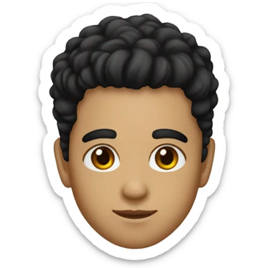 mid fade, brown eyes, black hair sticker
