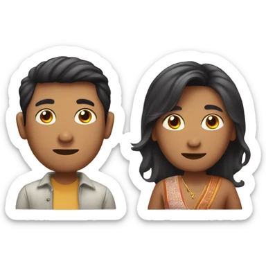 Imagine a short chinese and tall Indian gay male couple who are both pregnant  sticker