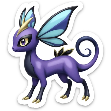 Shiny glossy melanistic oily Meloetta-Giratina-Noibat-Pokémon-Fakémon-fusion-hybrid-creature sticker