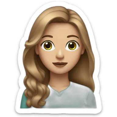 woman grading light brown hair, blue-green eyes sticker