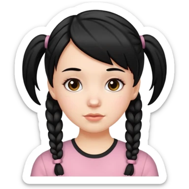 white girl with pig tails haircut black sticker