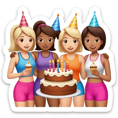 Exercise ladies celebrating birthday sticker