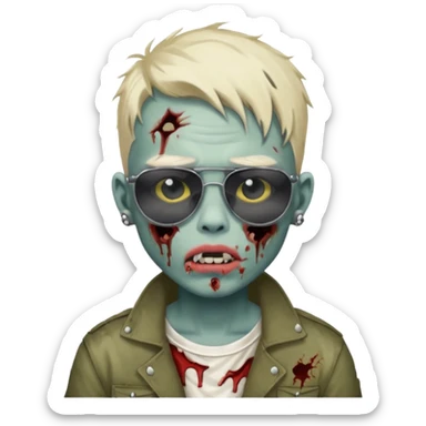 zombie boy model with lip piercing sunglasses sticker