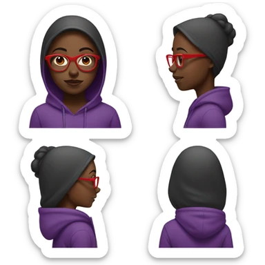 Black girl and purple hoodie and red glasses sticker
