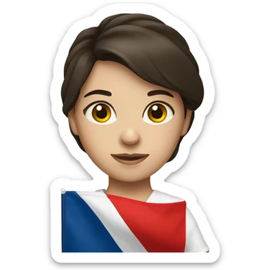 Brunette girl holding a Russian flag sticker