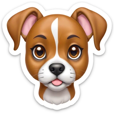Cinematic Cute Fawn Boxer dog Portrait Emoji, Head tilted playfully and inquisitively, with a glossy fawn Fur highlighted by a white muzzle and chest, round, sparkling brown eyes filled with curiosity, Simplified yet irresistibly adorable features, highly detailed, glowing with a warm, friendly glow, high shine, affectionate and lively, stylized with a touch of whimsy, bright and endearing, soft glowing outline, capturing the essence of a mischievous yet loving pup, so playful it feels like it could bound out of the screen and into your arms! sticker