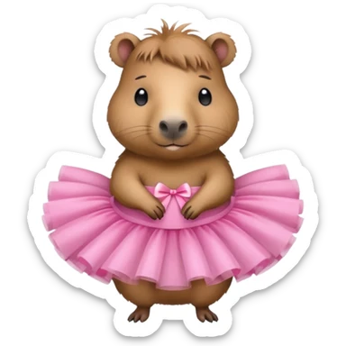 capybara wearing a pink tutu sticker