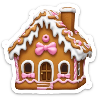 Gingerbread house with pink and snow and bows sticker