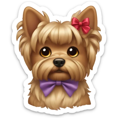 yorkshire dog using a cute bow sticker