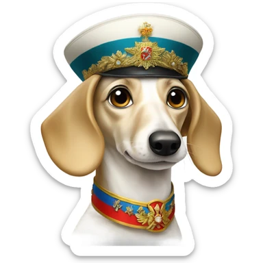 White Dachshund as Russian tsar  sticker