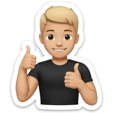 HAPPY MUSCULAR YOUNG BOY IN BLACK T SHIRT WITH THUMB UP  sticker