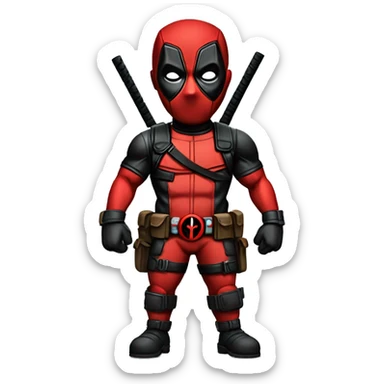 Cute deadpool character full body sticker