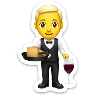 WAITER with tray and wine bottle (yellow emoji) sticker