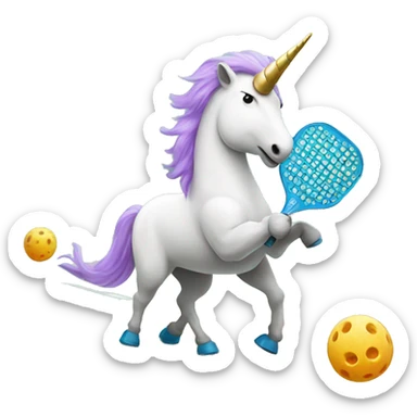Unicorn playing pickleball sticker
