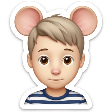 stripped shirt wearing Cute boy mice hair style. sticker