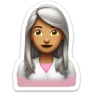 Chica rizada con lazo rosa sticker