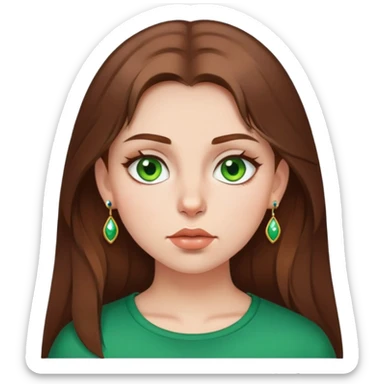 Girl, brown hair, green eyes, russian, piercing under the lip sticker