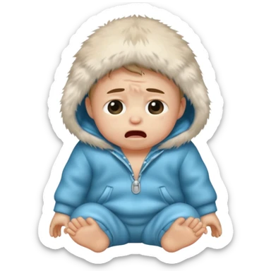 a full body of baby boy wearing fur clothing, crying



















 sticker