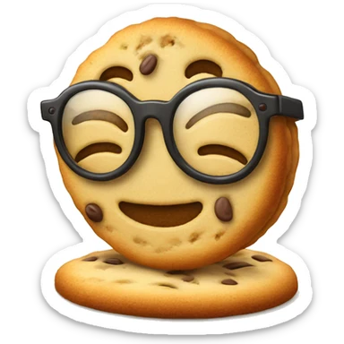 a smart looking cookie with nerdy glasses sticker