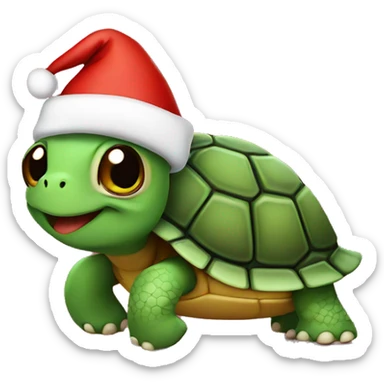 Turtle with a Christmas hat sticker