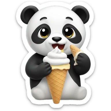 Panda eating ice cream sticker