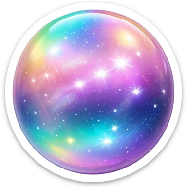 Pastel sparkly glittery iridescent rainbow transparent nebula ball sphere orb sticker